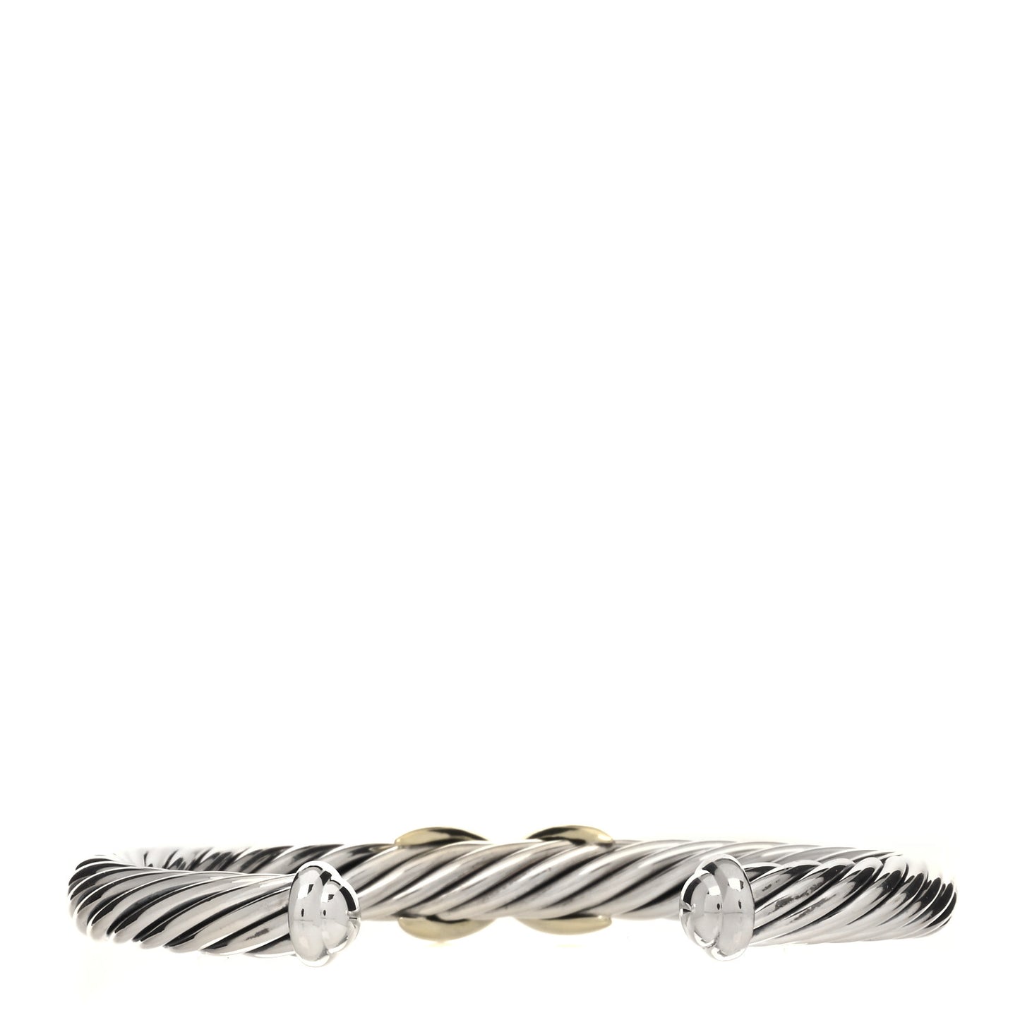 Sterling Silver 14K Yellow Gold 7mm X Station Cable Bracelet