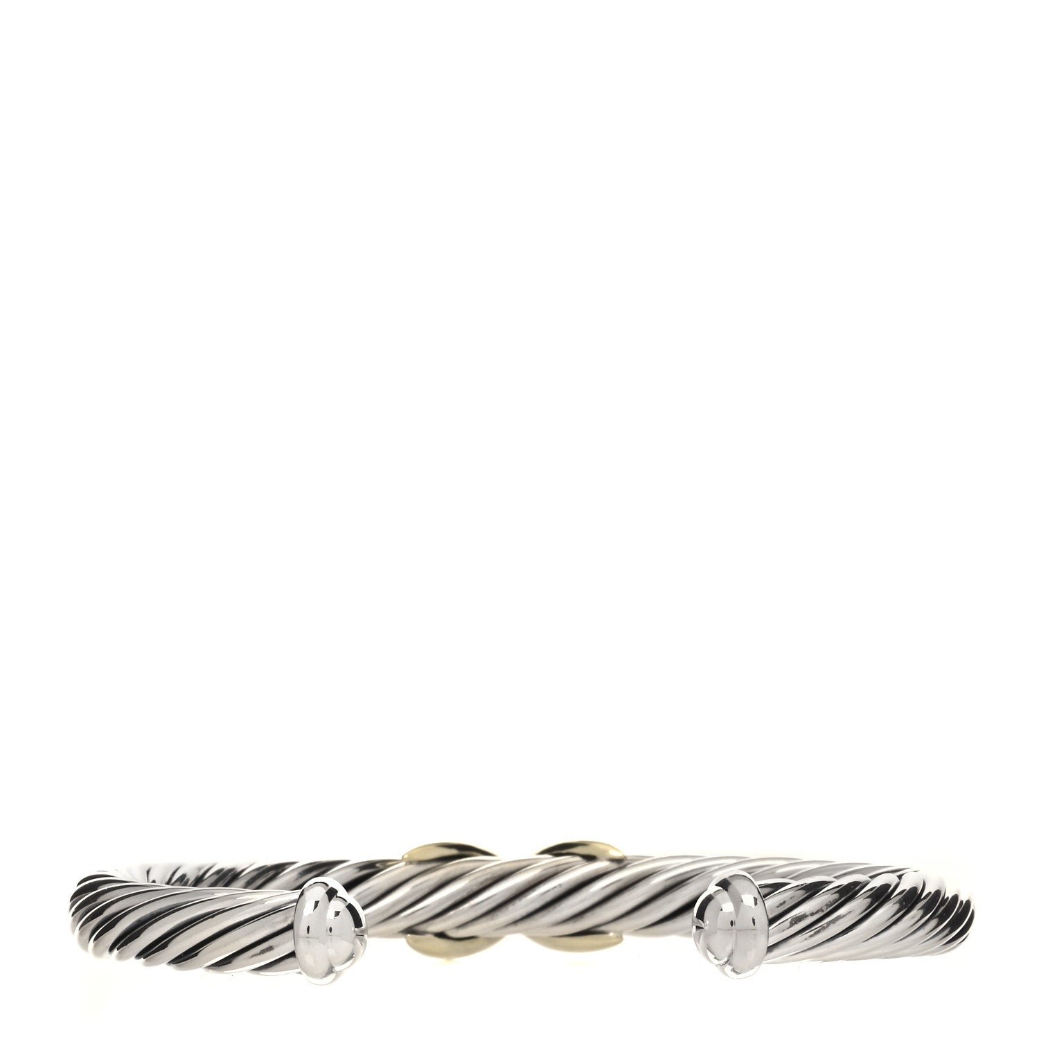 David Yurman Sterling Silver 14K Yellow Gold 7mm X Station Cable Bracelet 2 of 4