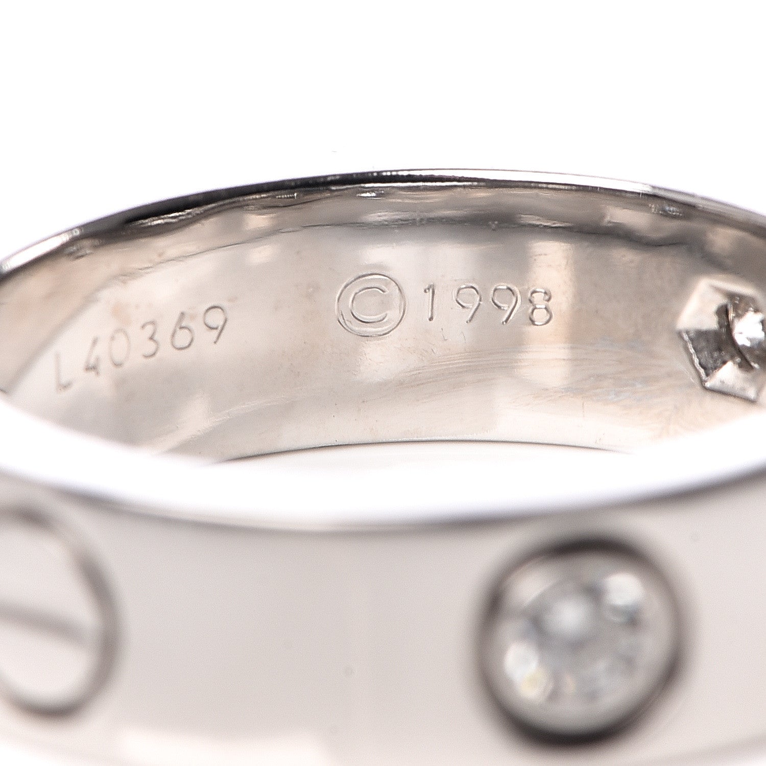 Cartier 18K White Gold 3 Diamond 5.5mm LOVE Ring 52 6 5 of 6