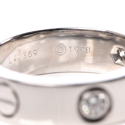 Cartier 18K White Gold 3 Diamond 5.5mm LOVE Ring 52 6 5 of 6