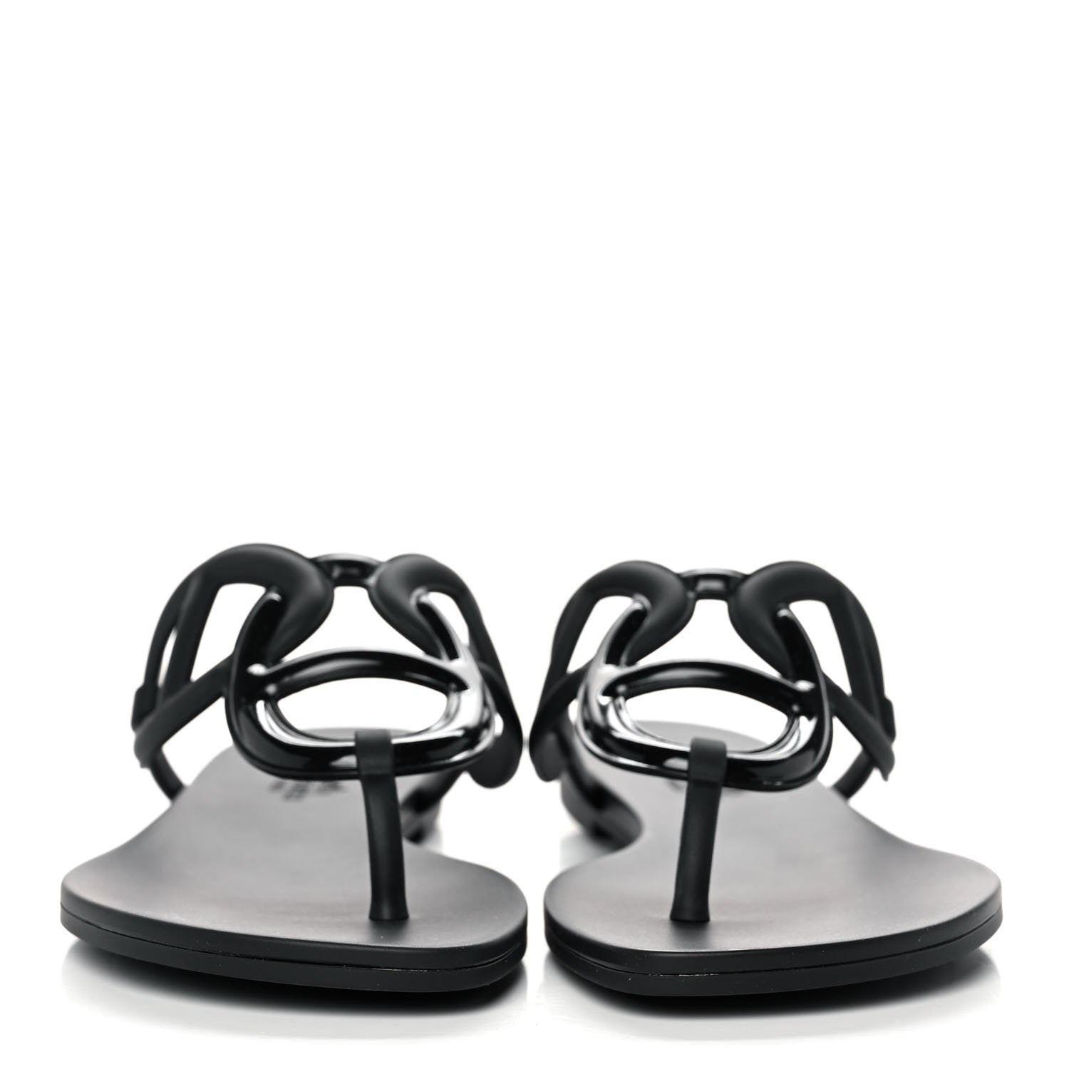 Hermes Rubber Womens Egerie Sandals 39 Black 2 of 9
