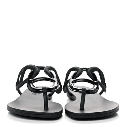 Hermes Rubber Womens Egerie Sandals 39 Black 2 of 9