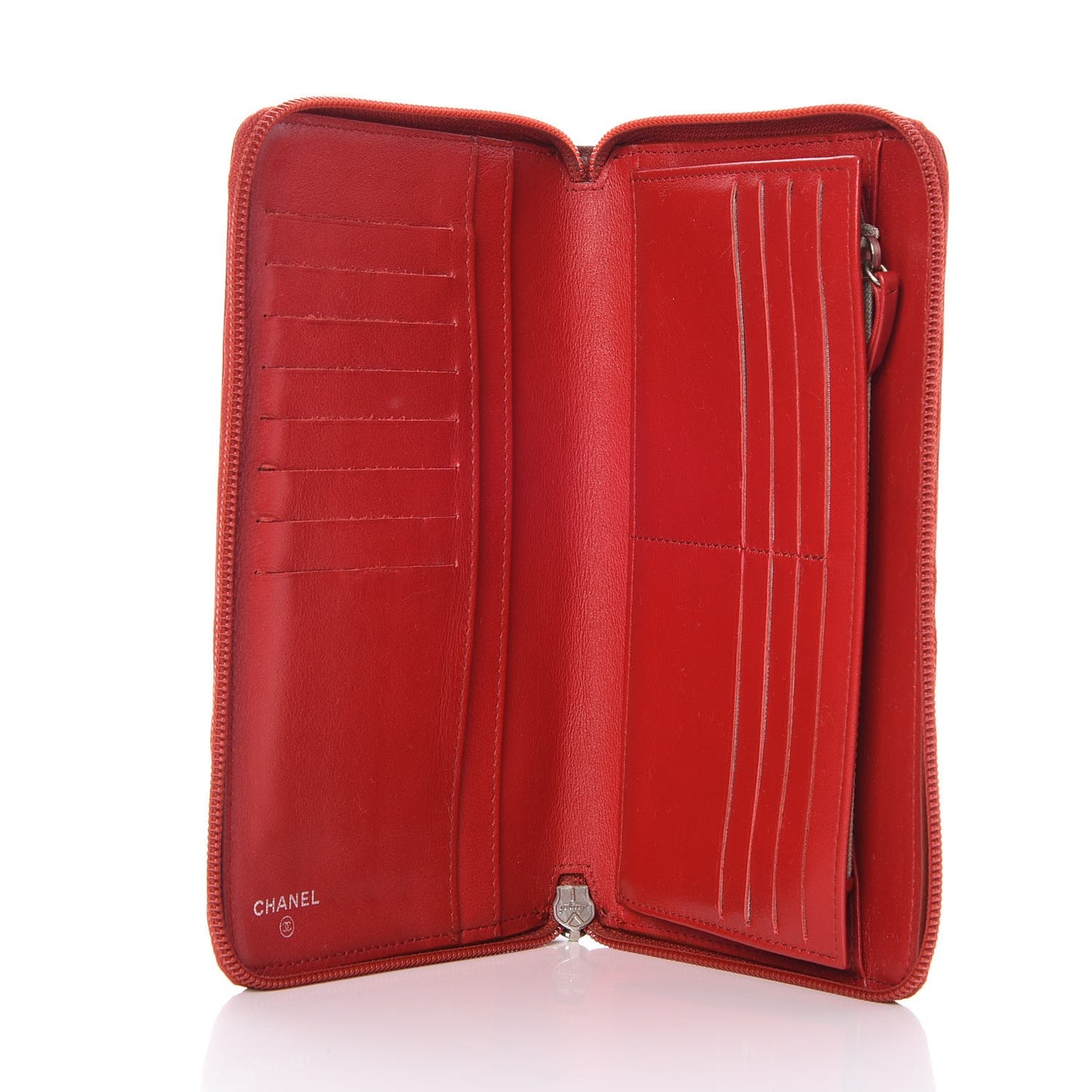 Caviar Large CC Timeless Zip Around Organizer Wallet Red