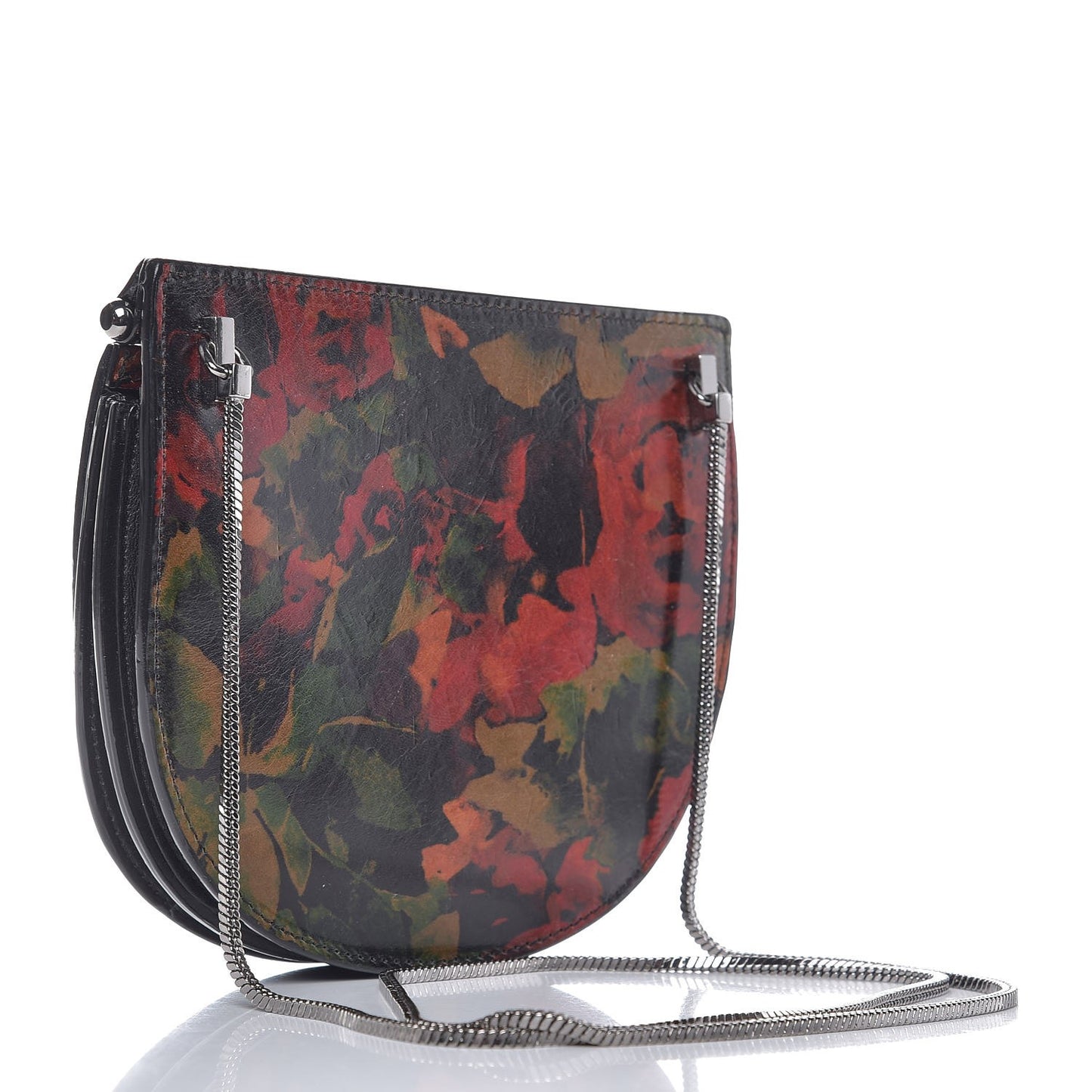 3.1 Calfskin Printed Hana Chain Saddle Bag Black Multicolor