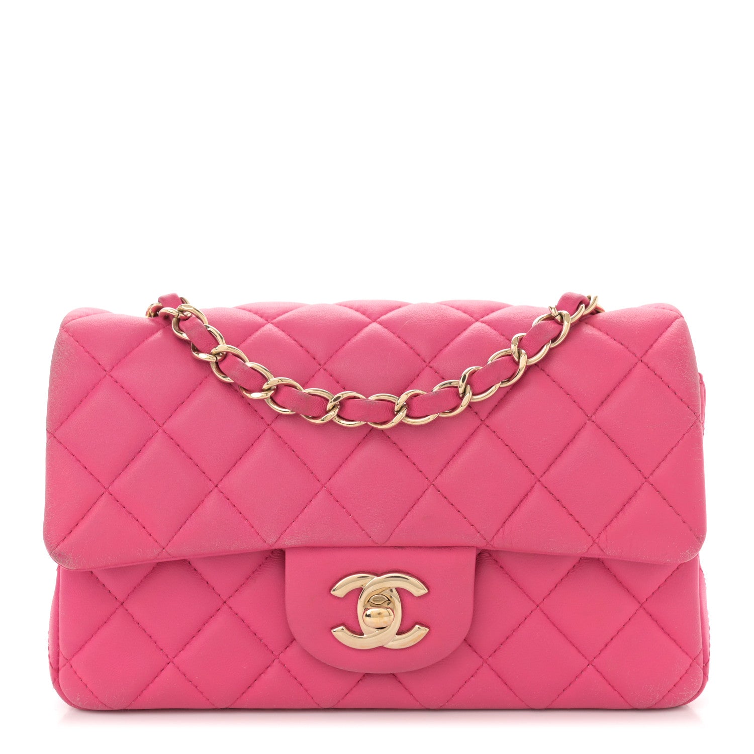 Chanel Lambskin Quilted Mini Rectangular Flap Fuchsia 1 of 14