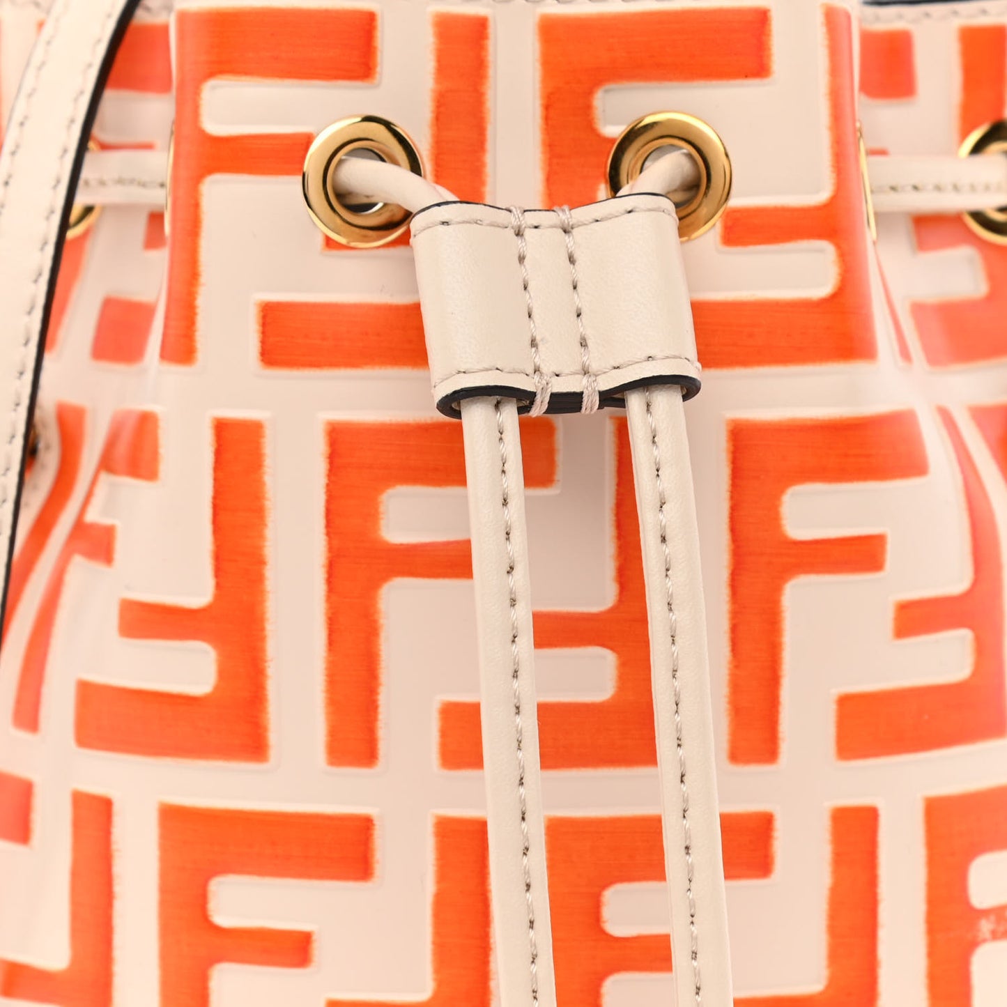 Vitello Liberty F is Fendi Bi-Color FF 1974 Embossed Mini Mon Tresor Bucket Bag Camelia Aranciata
