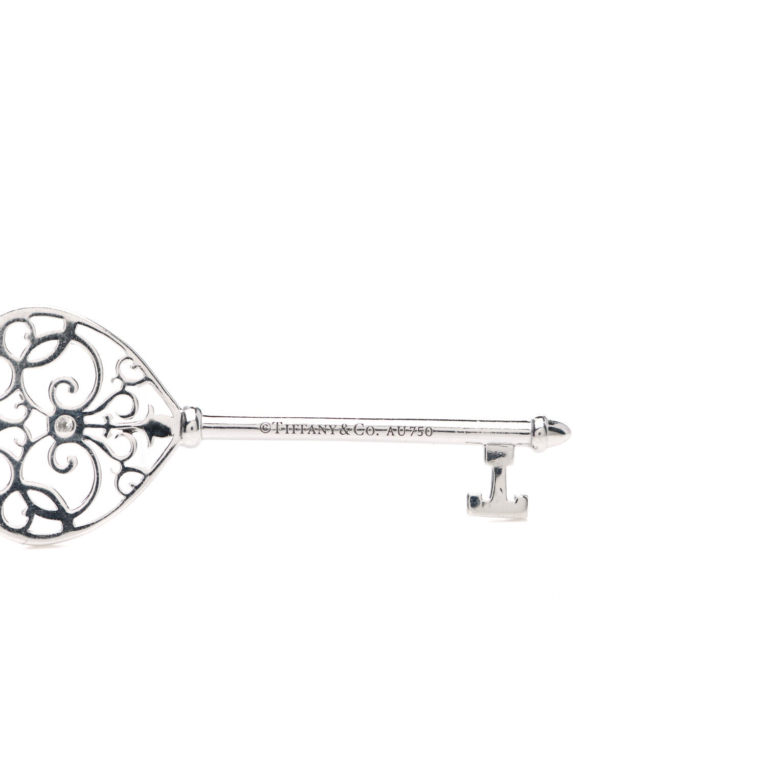 Tiffany 18K White Gold Diamond Enchant Key Pendant 3 of 3