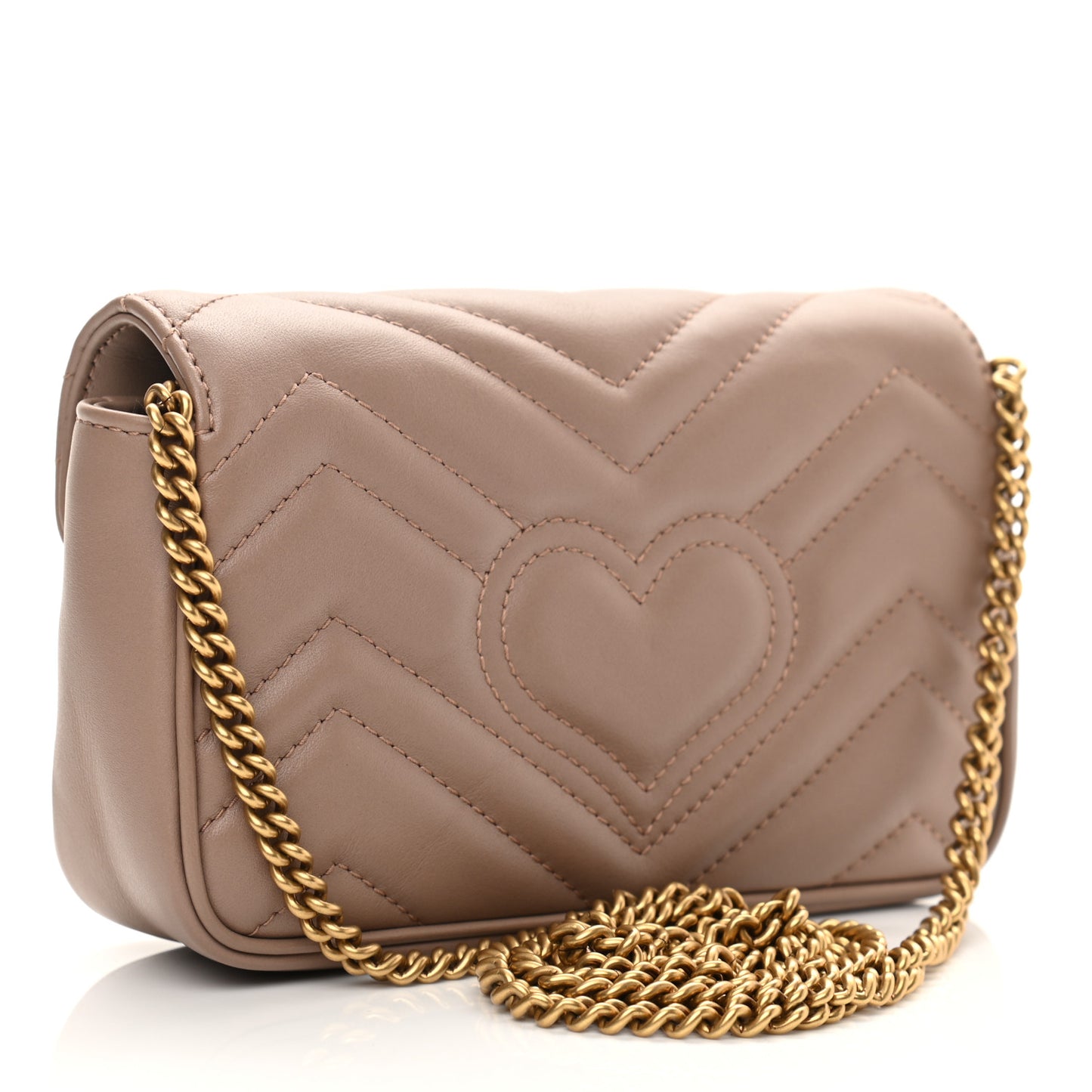 Calfskin Matelasse Super Mini GG Marmont Shoulder Bag Porcelain Rose