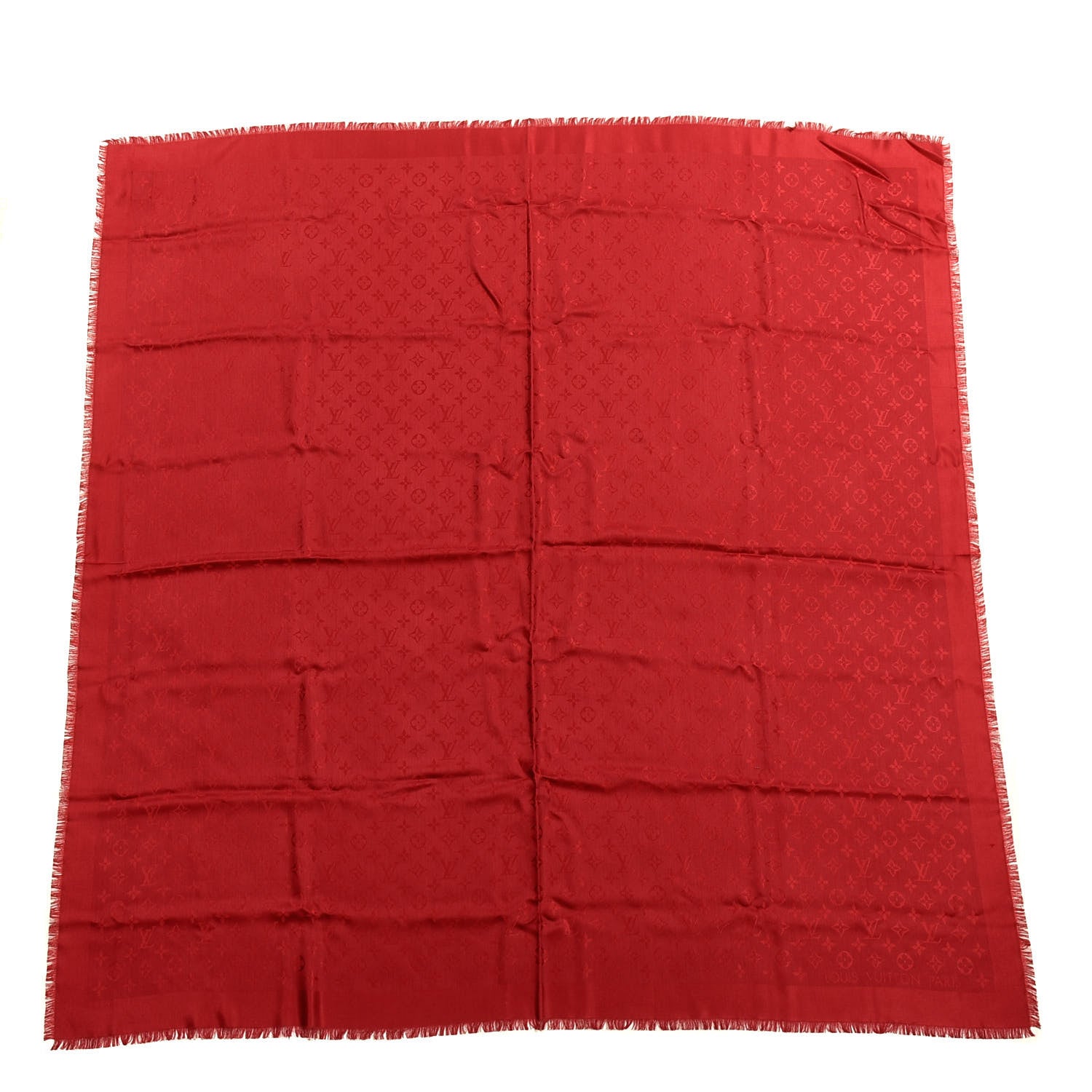 Louis Vuitton Silk Wool Monogram Shawl Pomme D'Amour 1 of 3