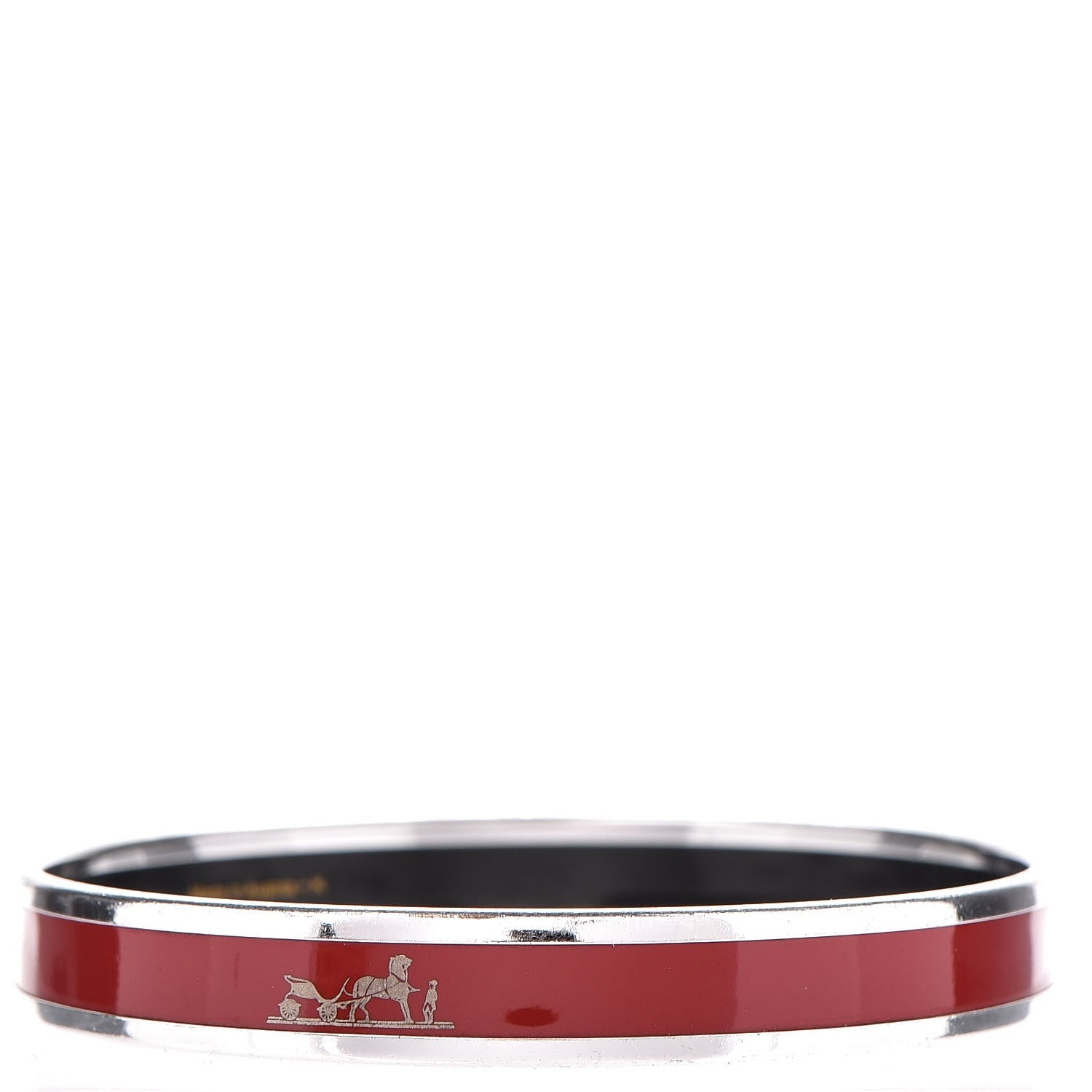 Hermes Enamel Narrow Caleche Bracelet 62 Red 3 of 5