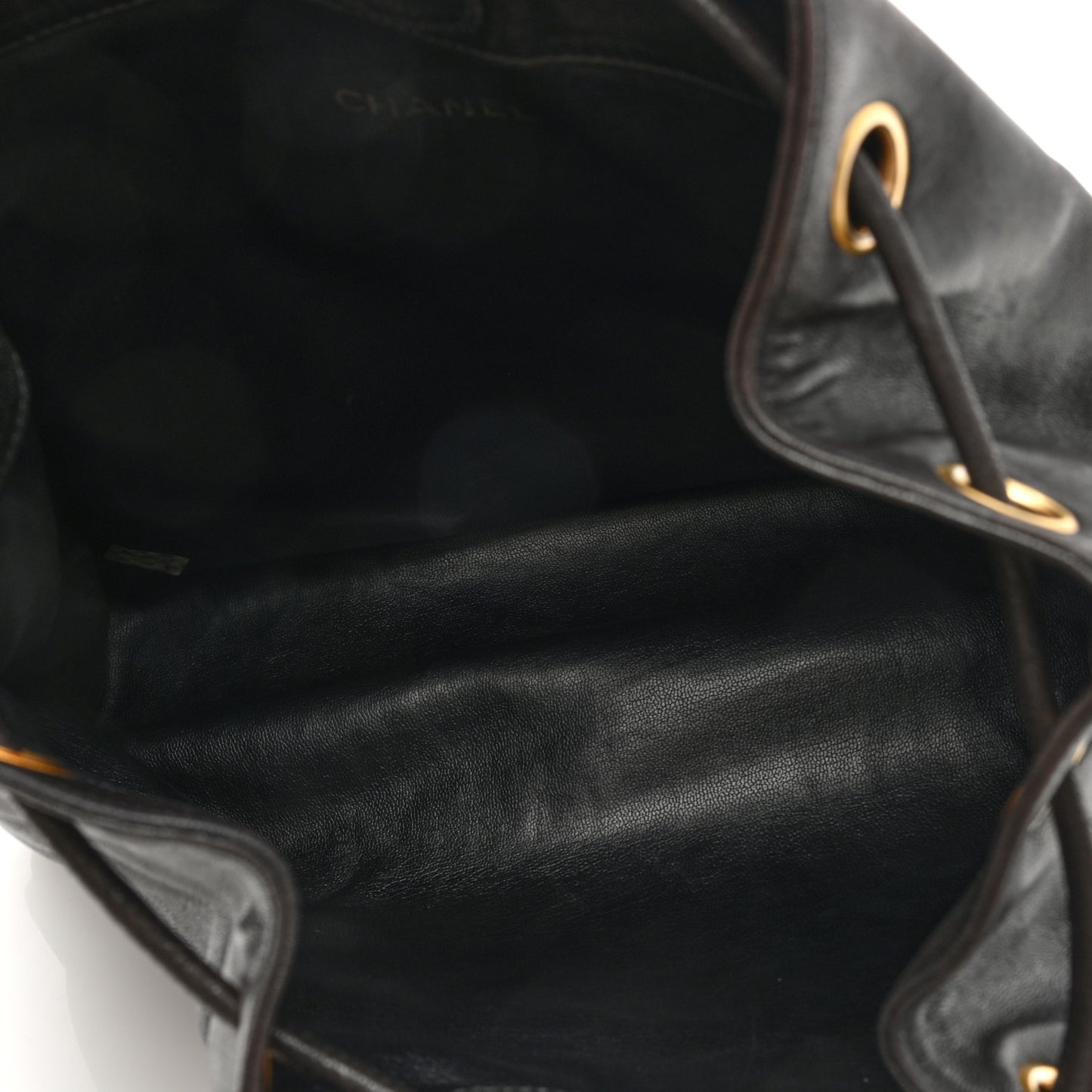 Lambskin CC Drawstring Backpack Black