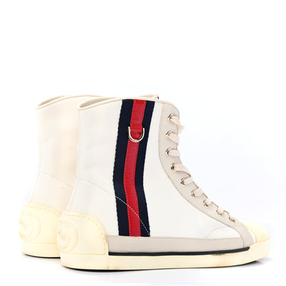 Gucci Calfskin Womens Web High Top Sneakers 38 White 4 of 9