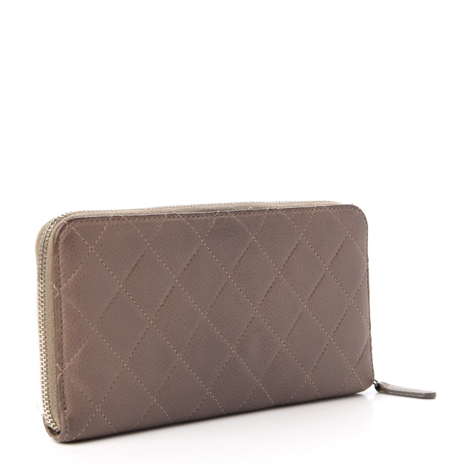 Chanel Caviar Quilted Large Gusset Zip Around Wallet Grey 3 of 12