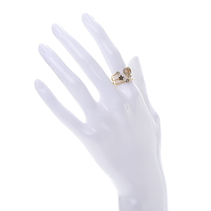 Christian Dior Metal Crystal Shiny-D Ring M Gold 2 of 6