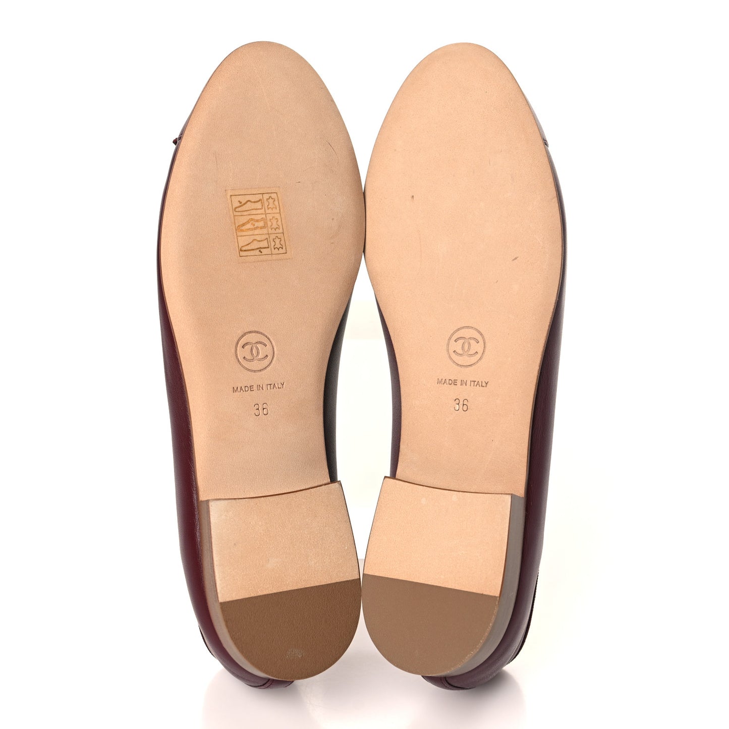 Lambskin Cap Toe CC Ballerina Flats 36 Burgundy