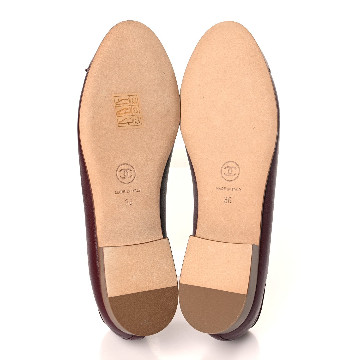 Chanel Lambskin Cap Toe CC Ballerina Flats 36 Burgundy 5 of 9