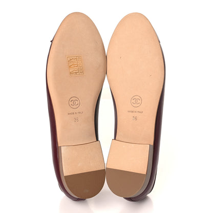 Chanel Lambskin Cap Toe CC Ballerina Flats 36 Burgundy 5 of 9