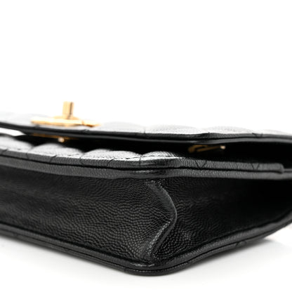 Chanel Caviar Quilted Camellia Wallet On Chain WOC Black 11 of 12