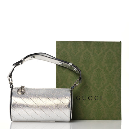 Gucci Sakai Be Green Calfskin Diagonal Stitched Mini Blondie Barrel Shoulder Bag Silver 15 of 15