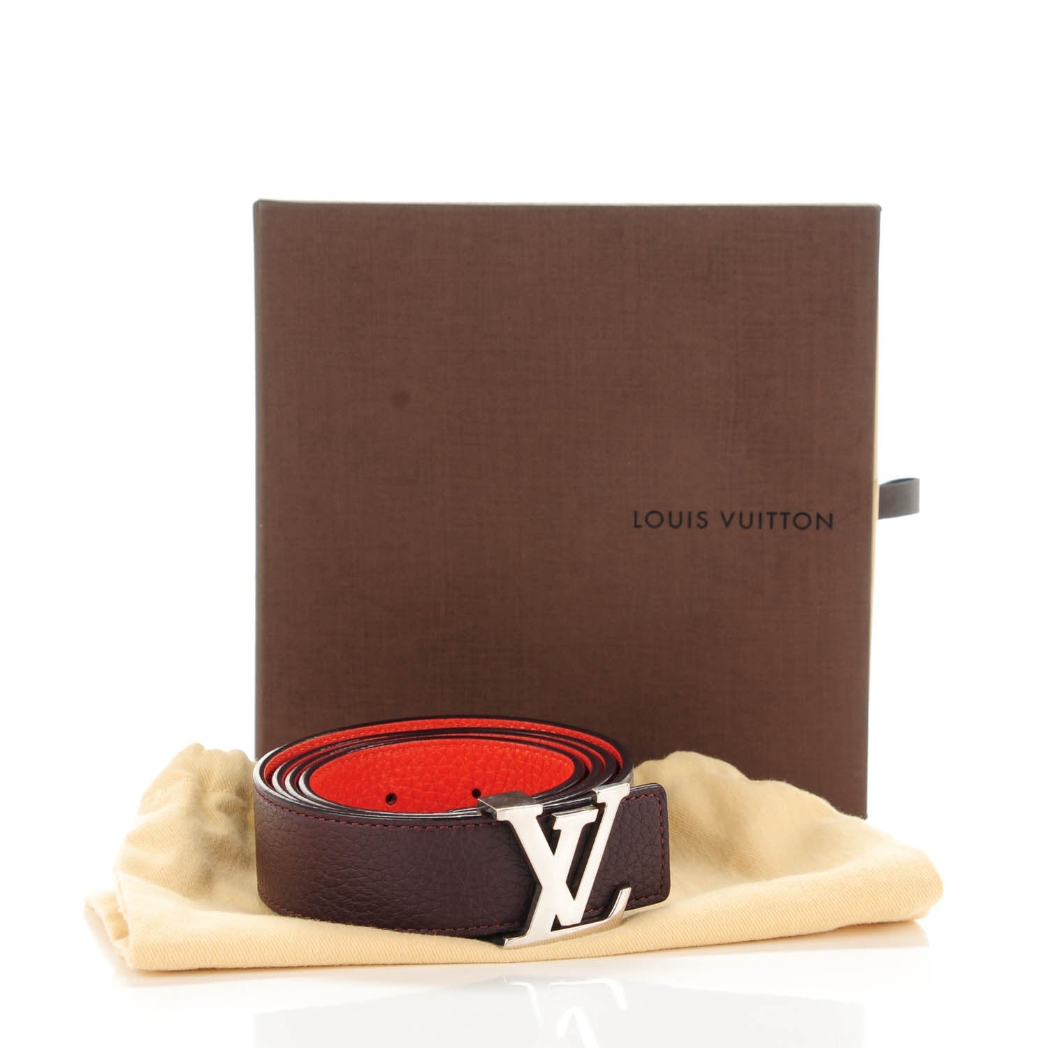Louis Vuitton Taurillon Calfskin 30mm LV Initiales Reversible Belt 90 36 Burgundy 6 of 6