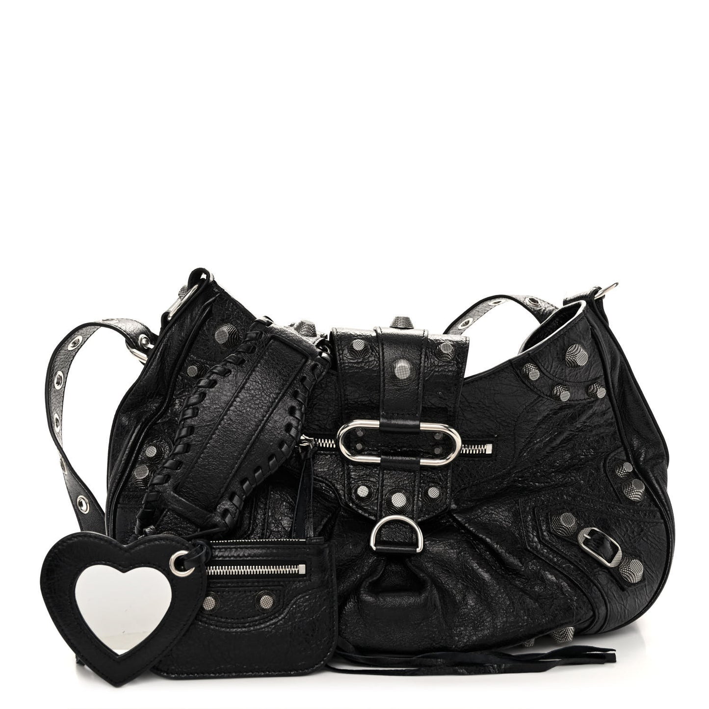 Agneau Arena Medium Le Cagole Shoulder Bag Black