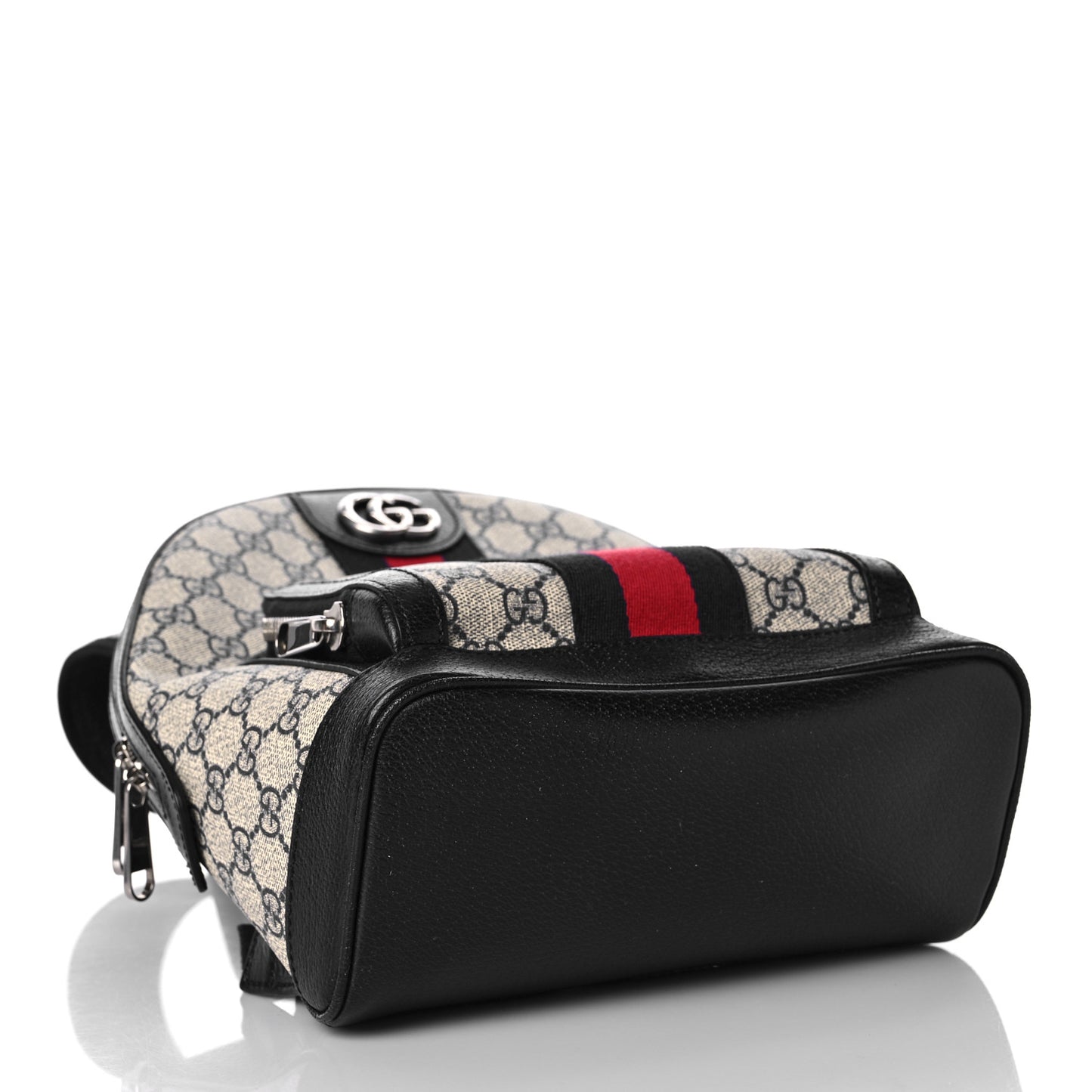 GG Supreme Monogram Textured Dollar Calfskin Web Small Ophidia Day Backpack Beige Blue Black