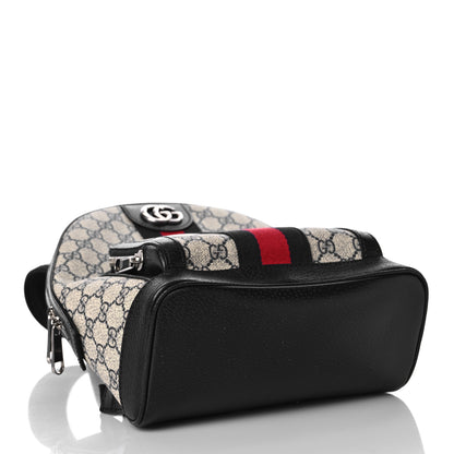 Gucci GG Supreme Monogram Textured Dollar Calfskin Web Small Ophidia Day Backpack Beige Blue Black 4 of 8