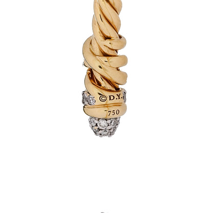 David Yurman 18K Yellow Gold Diamond 3mm Petite Helena Cuff Bracelet 3 of 5