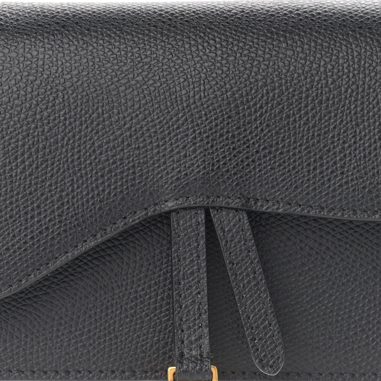 Grained Calfskin Saddle Belt Clutch Black