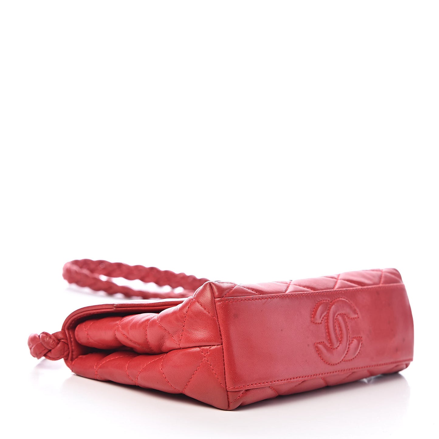 Lambskin Quilted Flap Shoulder Bag Red