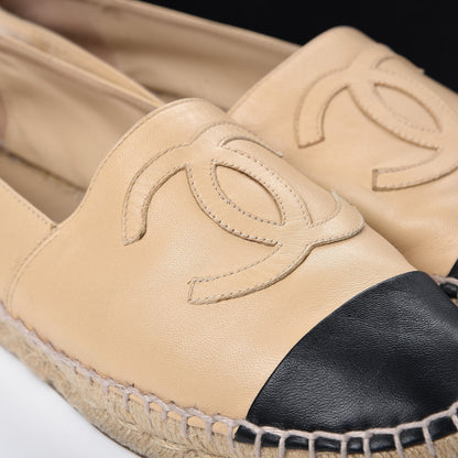 Chanel Lambskin CC Espadrilles 38 Beige Black 13 of 21
