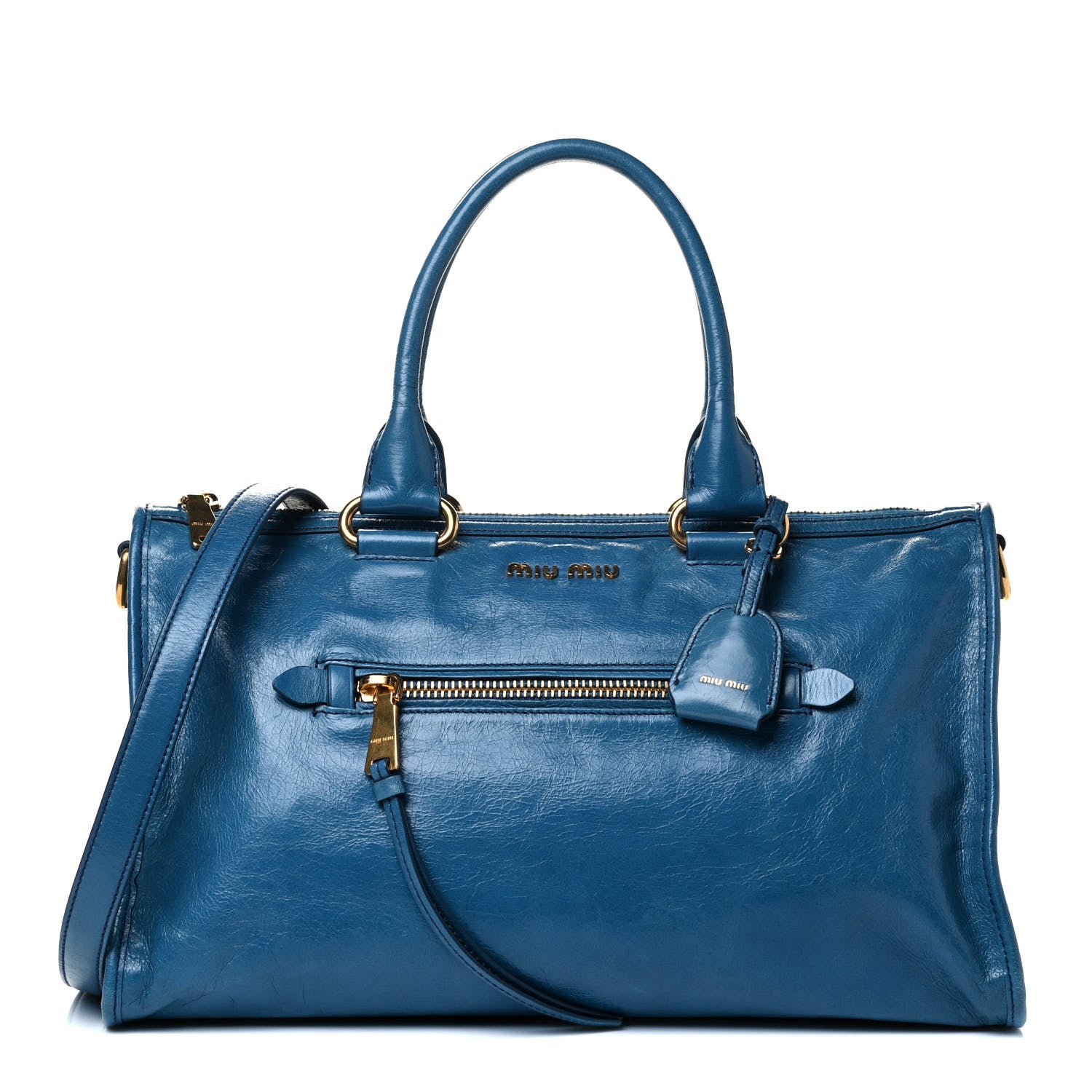 Miu Miu Vitello Shine Zip Tote Oceano 1 of 4