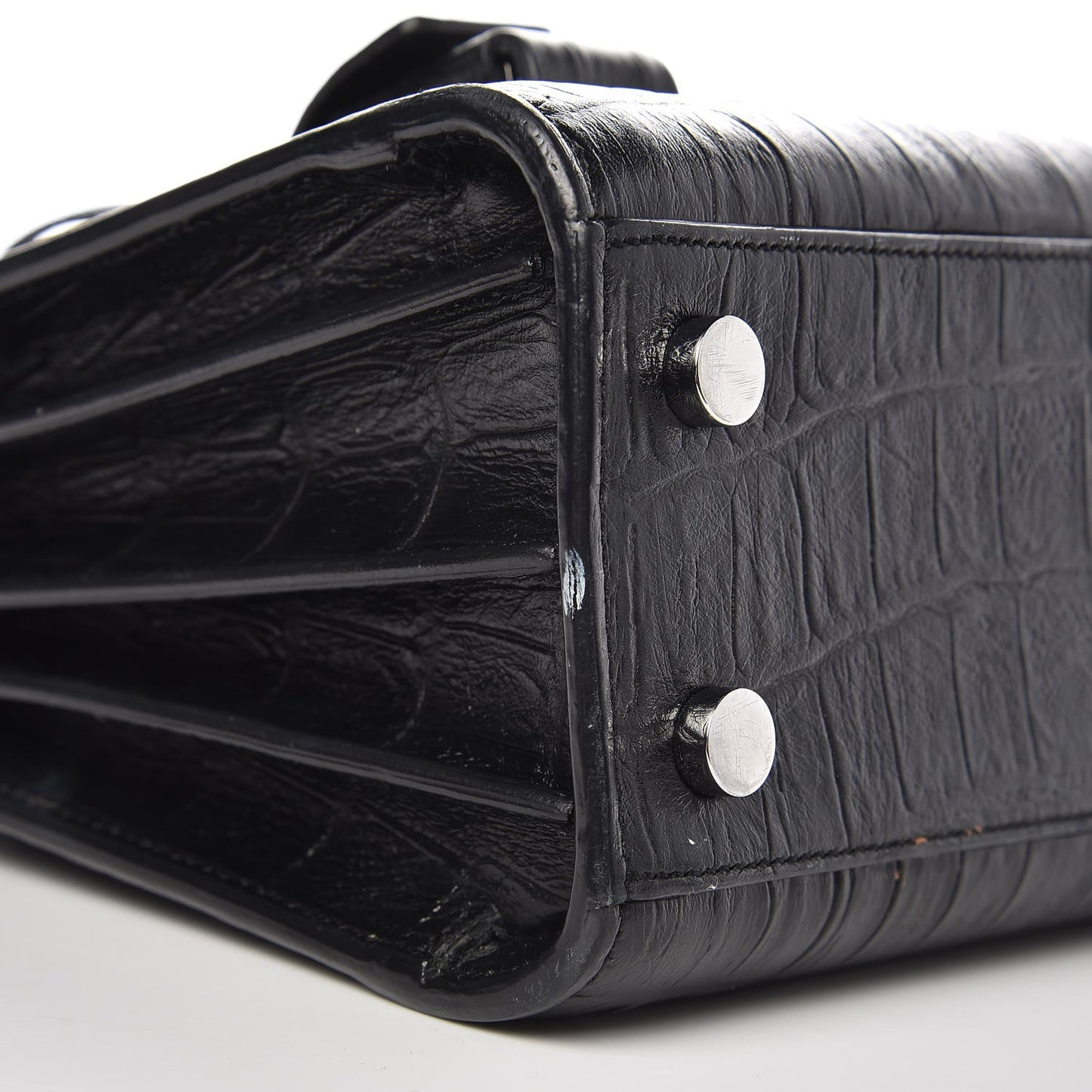 Calfskin Crocodile Embossed Nano Sac De Jour Black