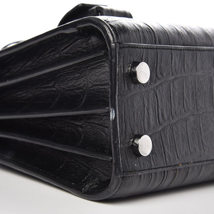 Saint Laurent Calfskin Crocodile Embossed Nano Sac De Jour Black 7 of 10