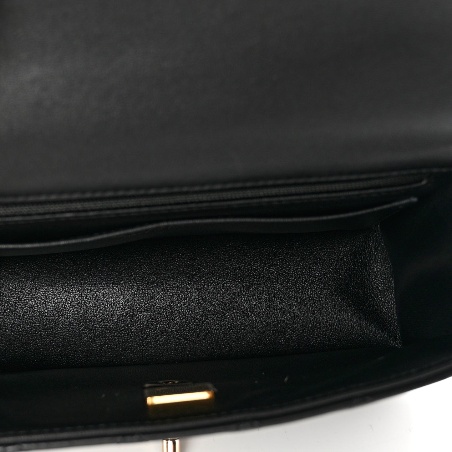 Lambskin Quilted Mini Top Handle Rectangular Flap Black