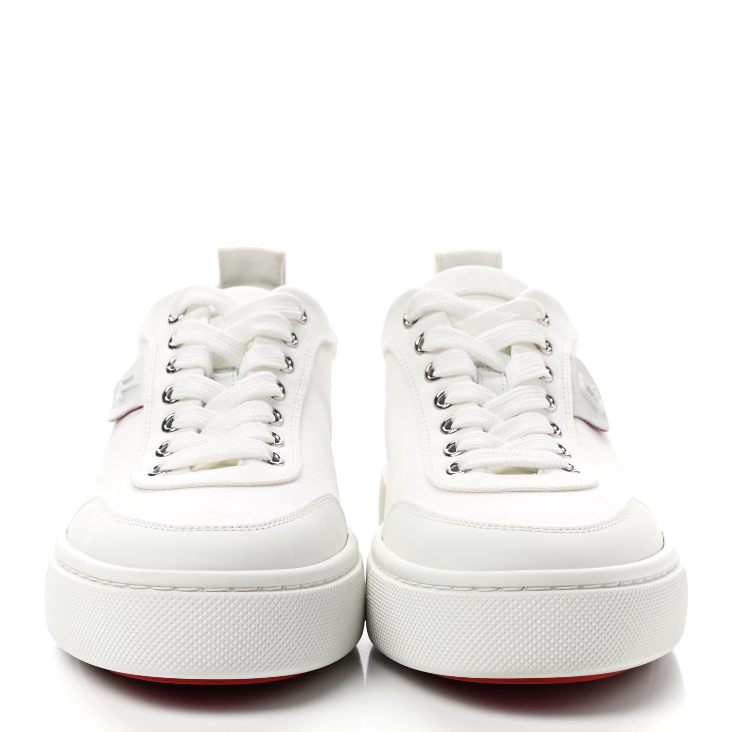Christian Louboutin Toile Calfskin Simplerui Flat Sneakers 38.5 White 2 of 10