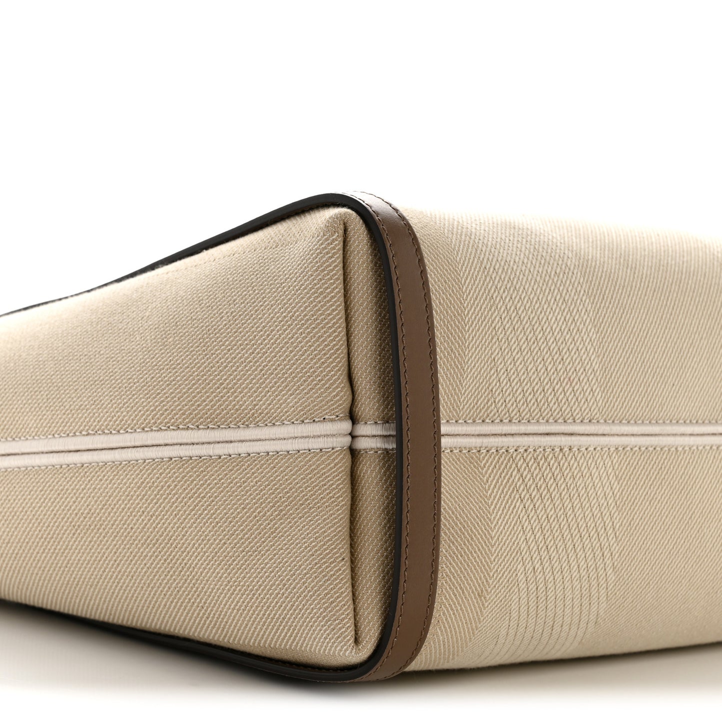 Canvas Calfskin Small Logo Carry Tote Vegetal Beige