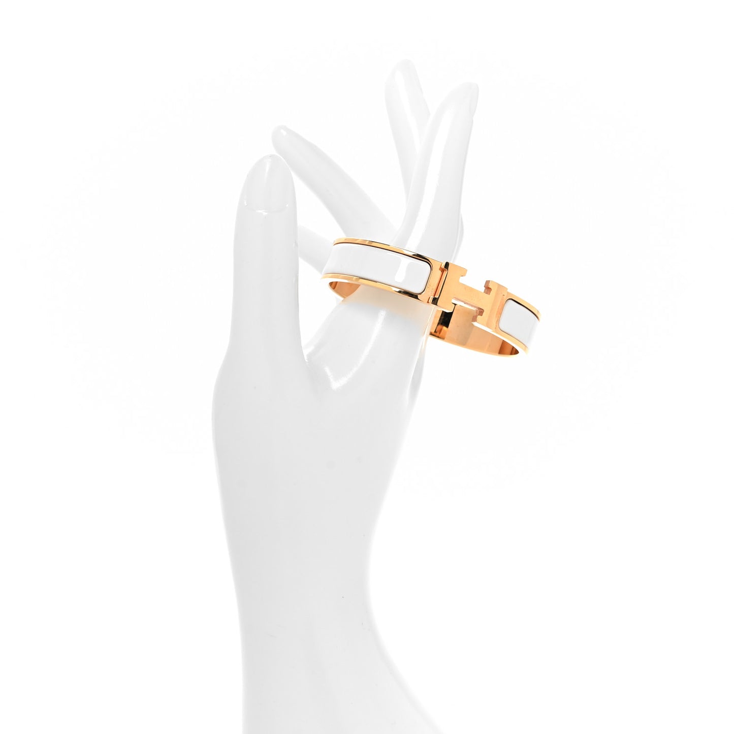 Enamel Narrow Clic Clac H Bracelet PM White