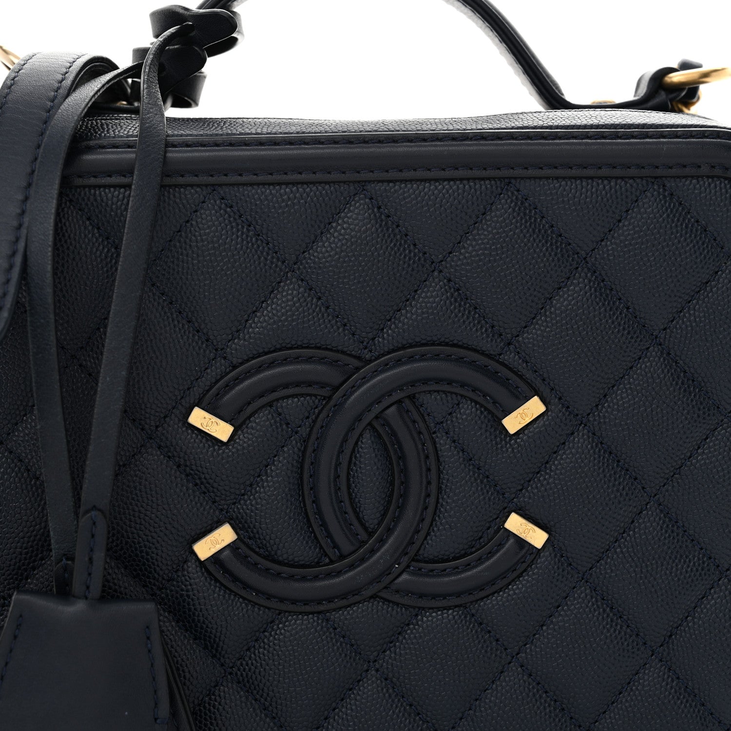Chanel Caviar Quilted Medium CC Filigree Vanity Case Navy 8 of 12