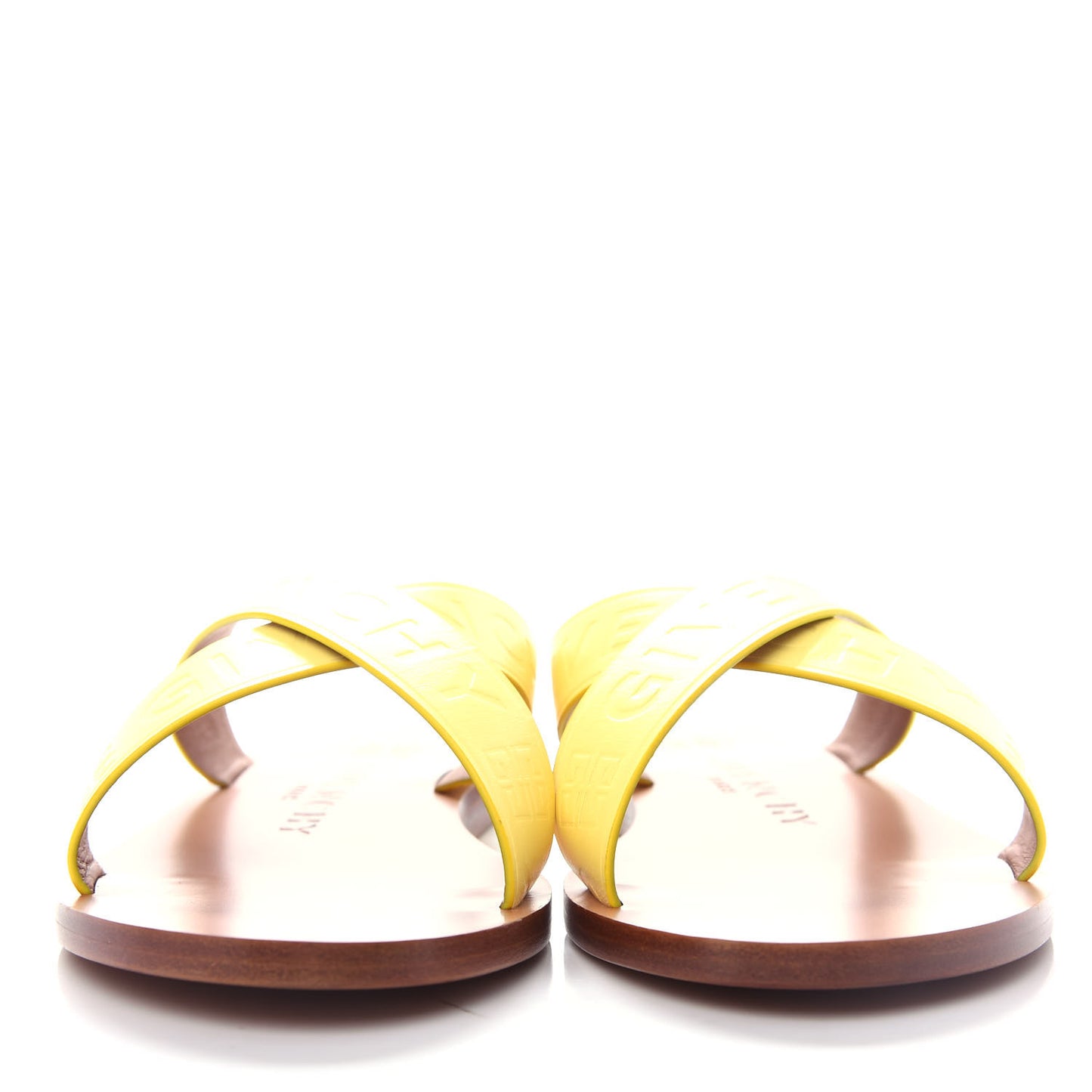 Calfskin Logo Strap Sandals 40 Lemon