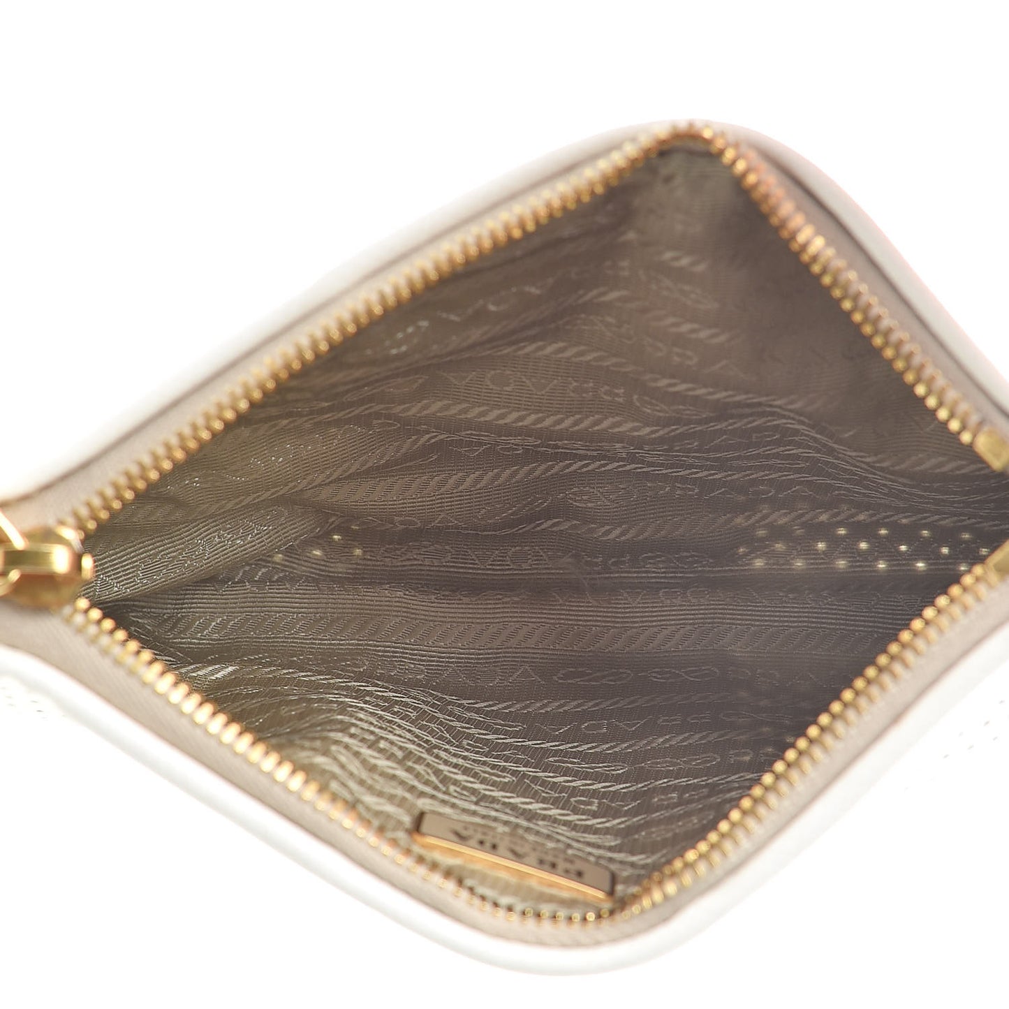 Saffiano Perforated Wristlet White Black