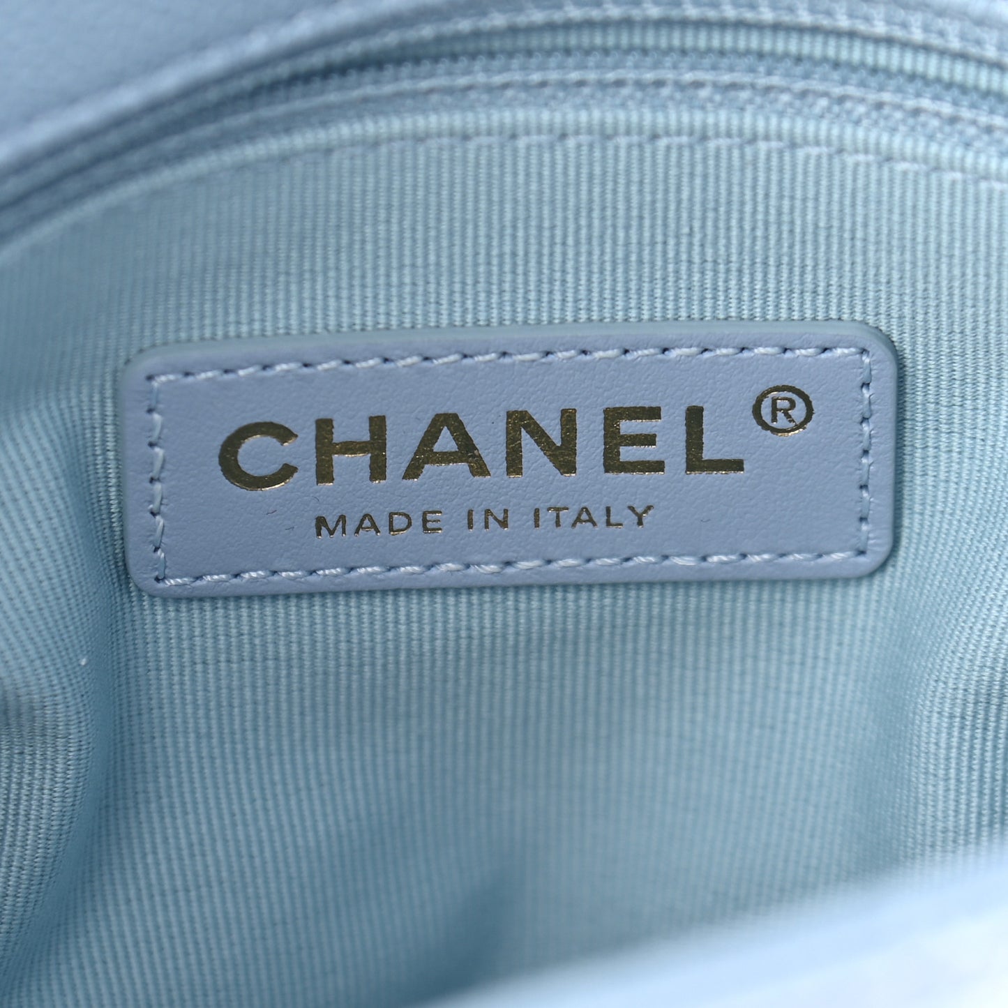 Iridescent Caviar Quilted Mini My Perfect Flap Light Blue