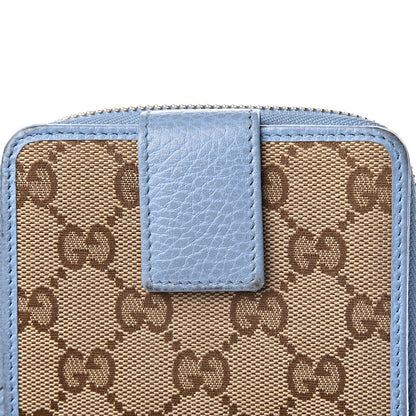 Gucci Monogram Dollar Calfskin Zip Around French Flap Wallet Beige Ebony Mineral Blue 19 of 19
