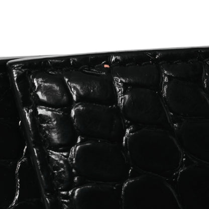 Balenciaga Shiny Calfskin Monochrome Crocodile Embossed Hourglass Chain Bag Black 11 of 15