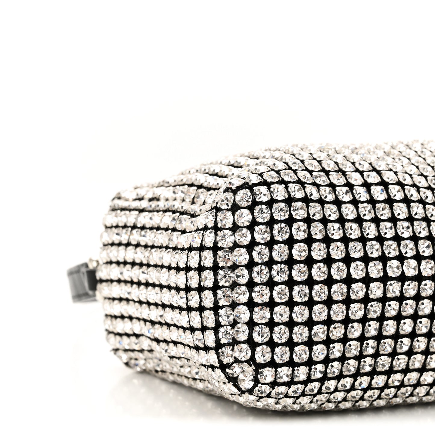 Mesh Crystal Rhinestone Mini Heiress Pouch Black Silver