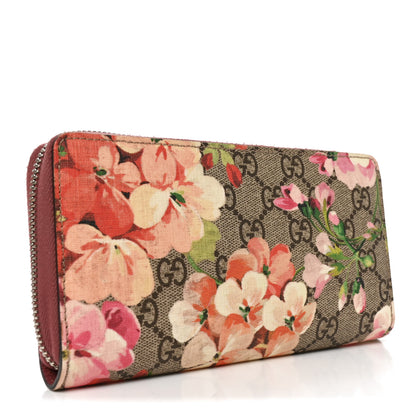 Gucci GG Supreme Monogram Blooms Zip Around Wallet Beige Multicolor Dry Rose 3 of 7