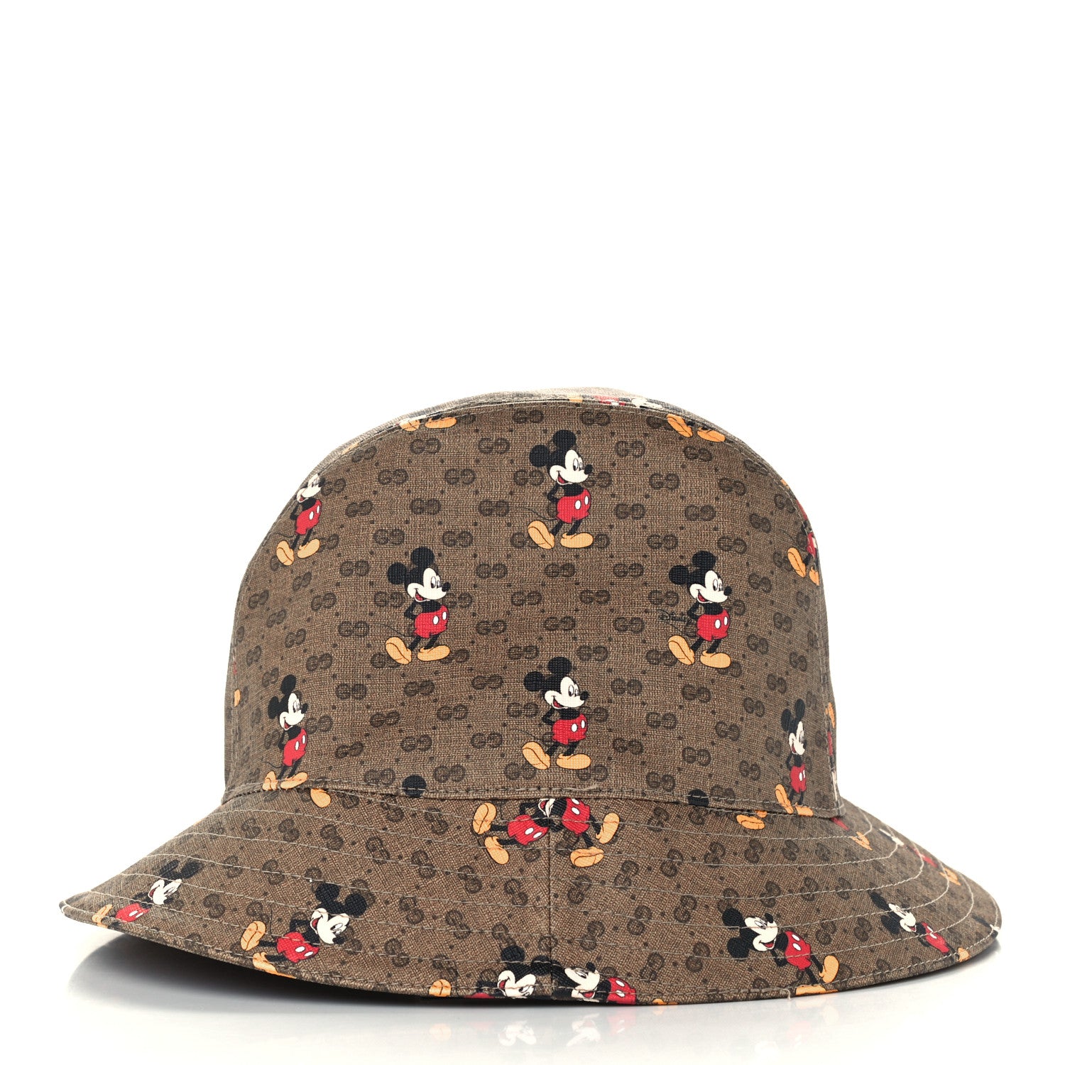 Gucci X DISNEY Mini Vintage GG Supreme Monogram Mickey Mouse Trent Bucket Hat S Beige Ebony Yellow 5 of 9