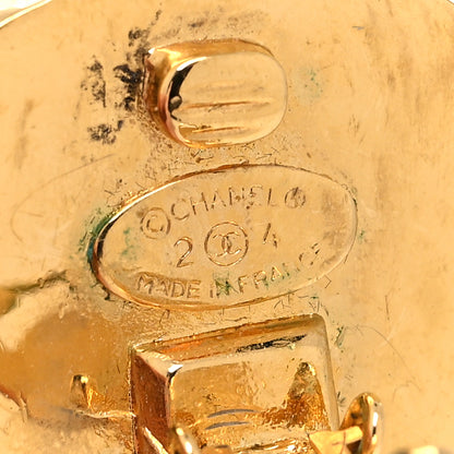 Chanel Metal CC Round Clip-On Earrings Gold Black 4 of 4