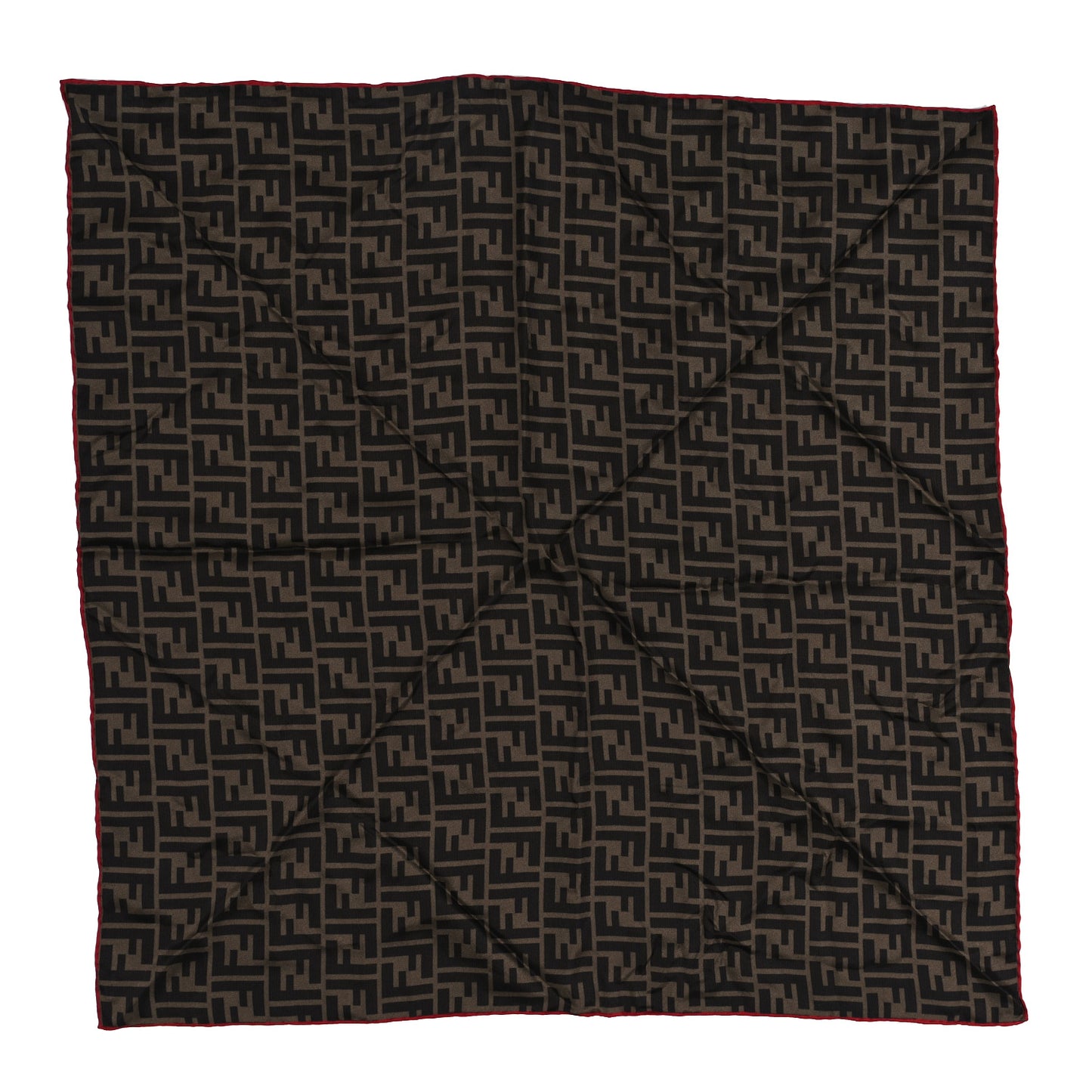 Silk FF Scarf Brown Black Red