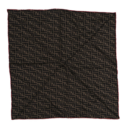 Fendi Silk FF Scarf Brown Black Red 1 of 3
